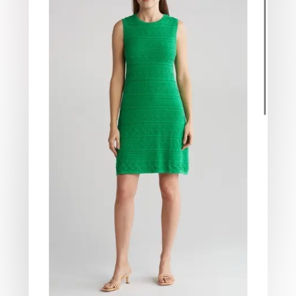NWT $148 Eliza J Sleeveless Crochet Shift Dress Kelly Green Size Medium summer